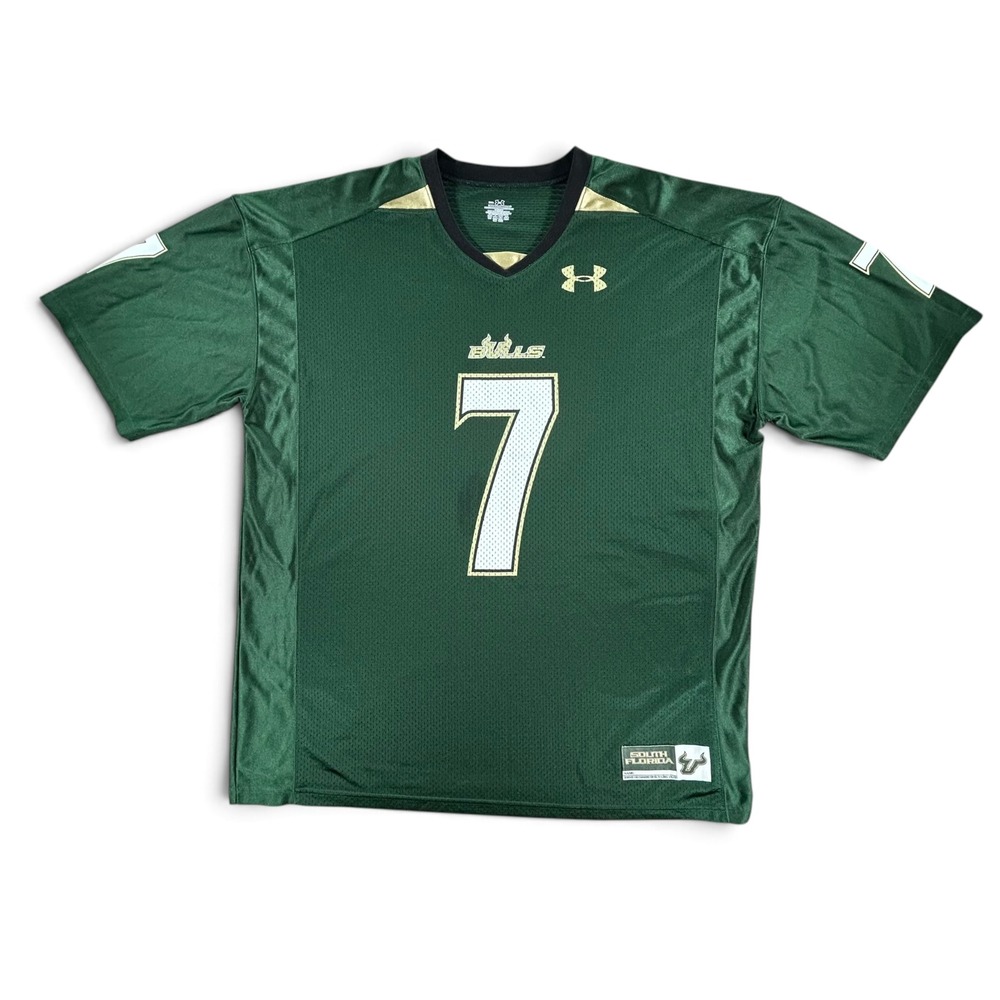 Under Armour USF Bulls Football Jersey Men XXL Green #7 South Florida NCAA